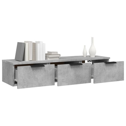 Armadietto a Muro Grigio Cemento 102x30x20 cm Legno Multistrato