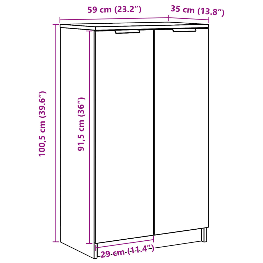 Scarpiera Bianca 59x35x100 cm in Legno Multistrato - homemem39