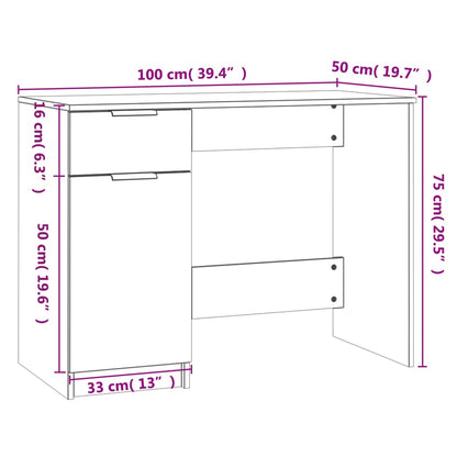 Scrivania Nera 100x50x75 cm in Legno Multistrato - homemem39