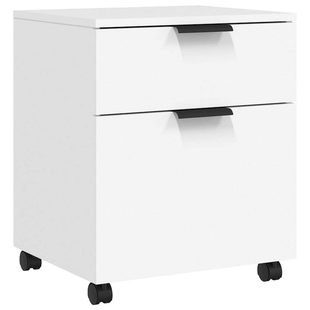 Schedario con Ruote Bianco 45x38x54 cm Legno Multistrato - homemem39