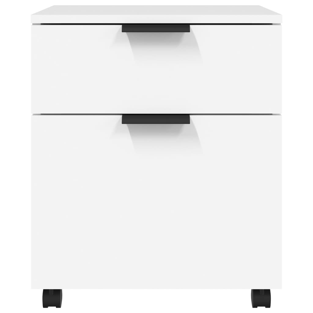 Schedario con Ruote Bianco 45x38x54 cm Legno Multistrato - homemem39