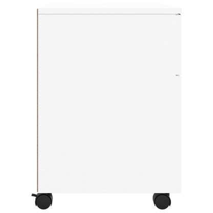 Schedario con Ruote Bianco 45x38x54 cm Legno Multistrato - homemem39