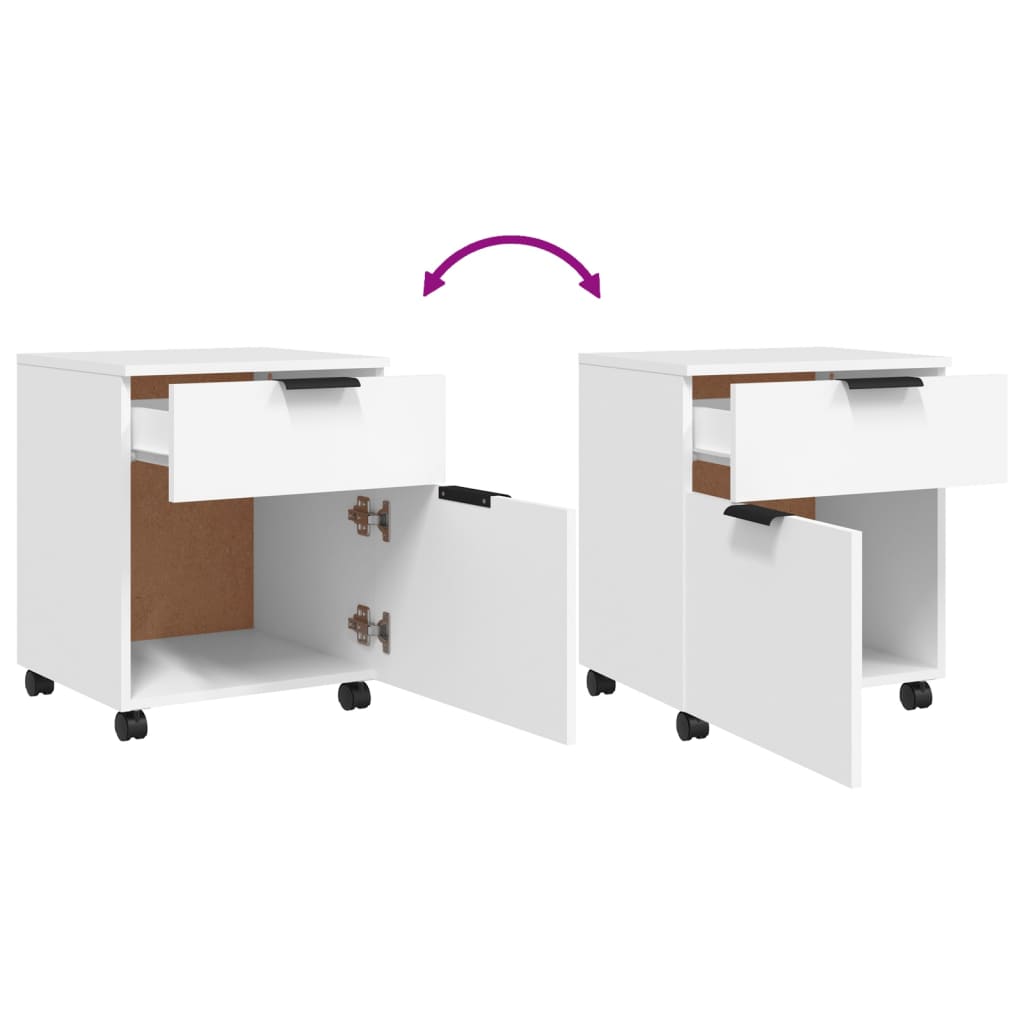 Schedario con Ruote Bianco 45x38x54 cm Legno Multistrato - homemem39