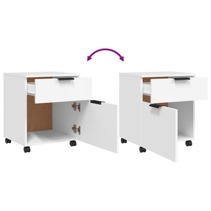 Schedario con Ruote Bianco 45x38x54 cm Legno Multistrato - homemem39