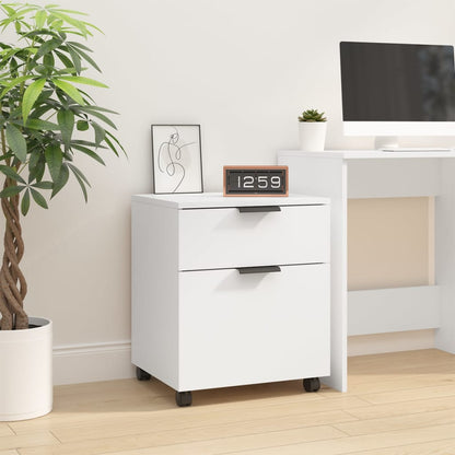 Schedario con Ruote Bianco 45x38x54 cm Legno Multistrato - homemem39
