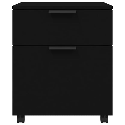 Schedario con Ruote Nero 45x38x54 cm in Legno Multistrato - homemem39