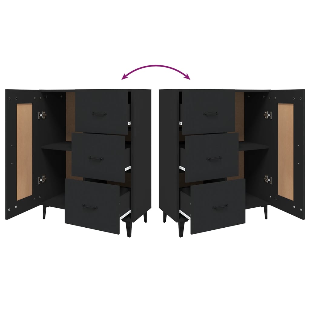 Credenza Nera 69,5x34x90 cm in Legno Multistrato - homemem39
