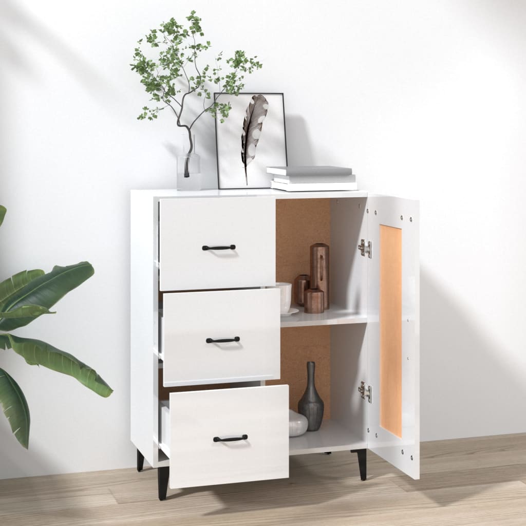 Credenza 69,5x34x90 cm in Legno Multistrato Bianco Lucido - homemem39