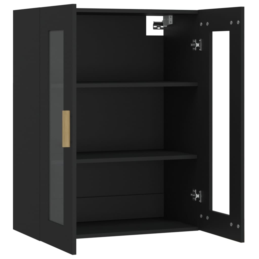 Armadietto Pensile a Parete Nero 69,5x34x90 cm - homemem39