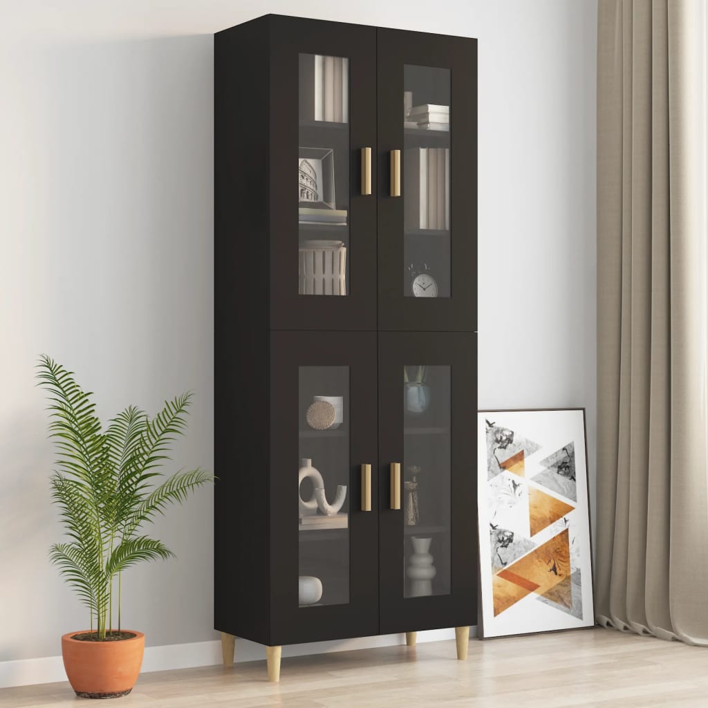 Armadietto Pensile a Parete Nero 69,5x34x90 cm - homemem39