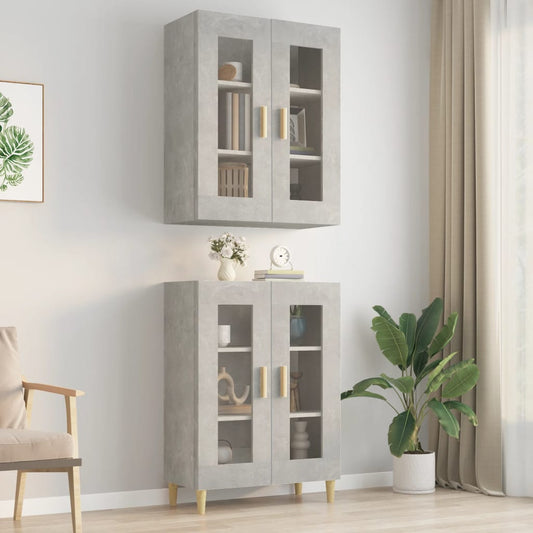 Armadietto Pensile a Parete Grigio Cemento 69,5x34x90 cm - homemem39