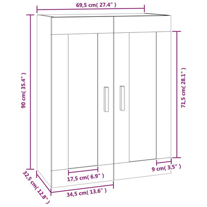 Mobile a Parete Bianco 69,5x32,5x90 cm in Legno Multistrato | homemem39