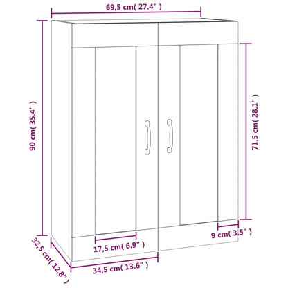 Armadietto Pensile a Parete Nero 69,5x32,5x90 cm - homemem39