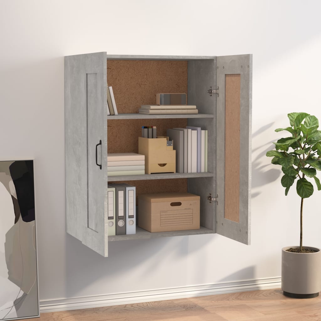 Armadietto Pensile a Parete Grigio Cemento 69,5x32,5x90 cm - homemem39
