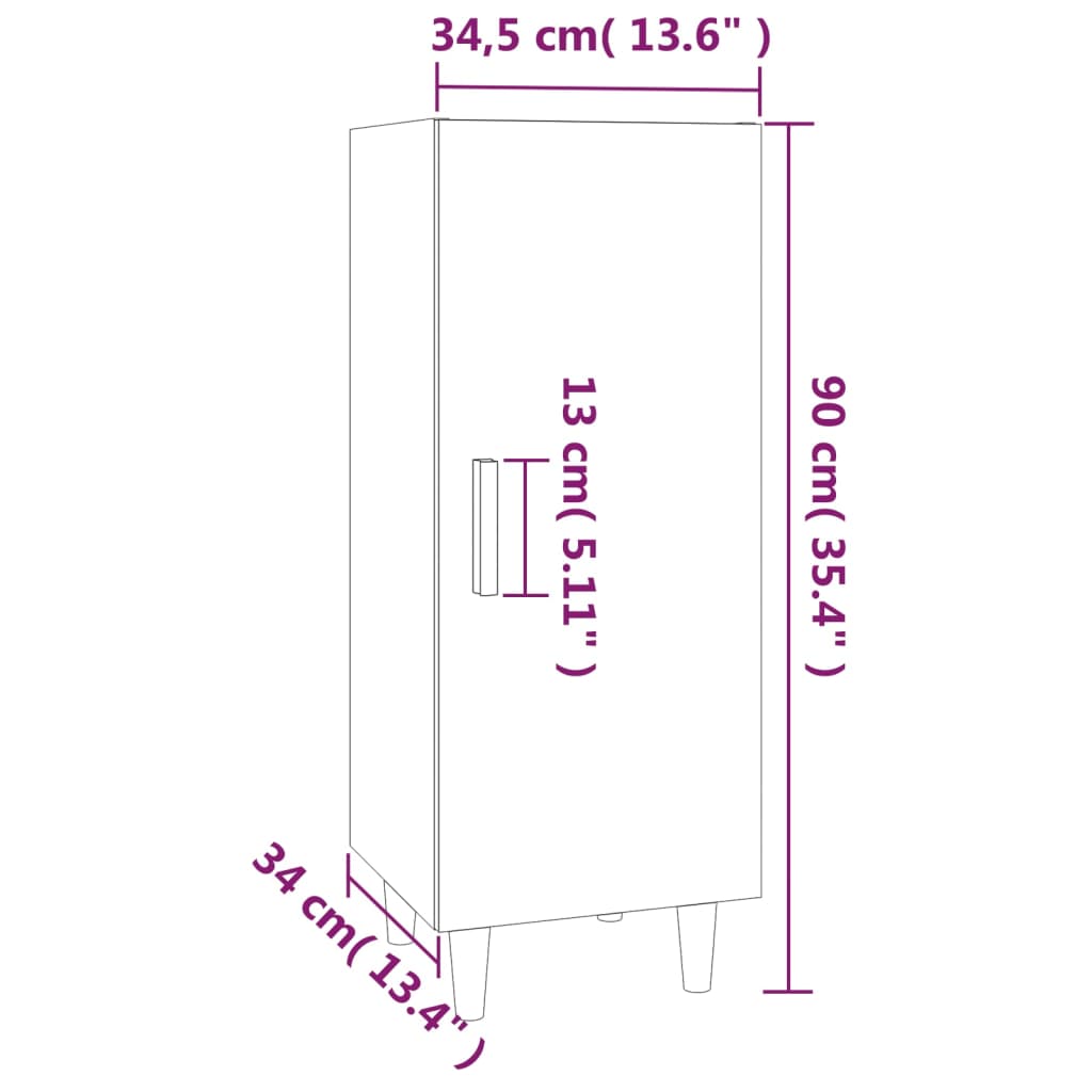 Credenza Grigio Cemento 34,5x34x90 cm in Legno Multistrato - homemem39