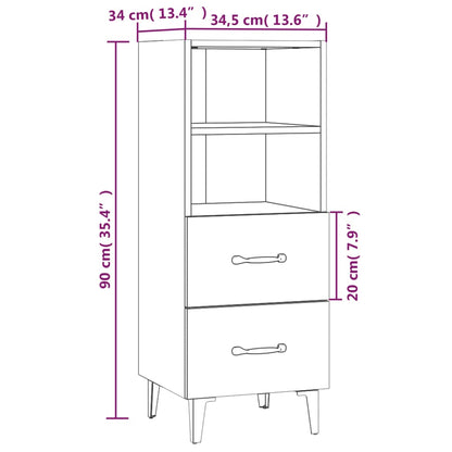 Credenza Grigio Cemento 34,5x34x90 cm in Legno Multistrato