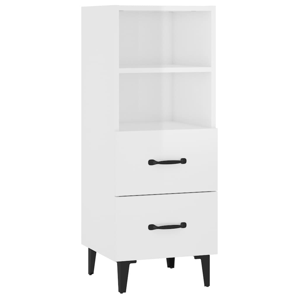 Credenza 34,5x34x90 cm in Legno Multistrato Bianco Lucido - homemem39