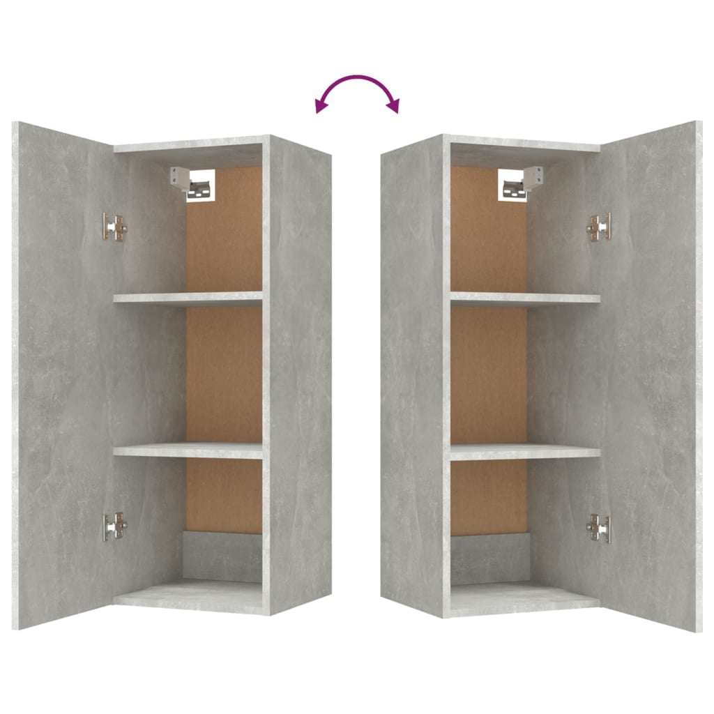 Armadietto a Muro Grigio Cemento 34,5x34x90cm Legno Multistrato | homemem39