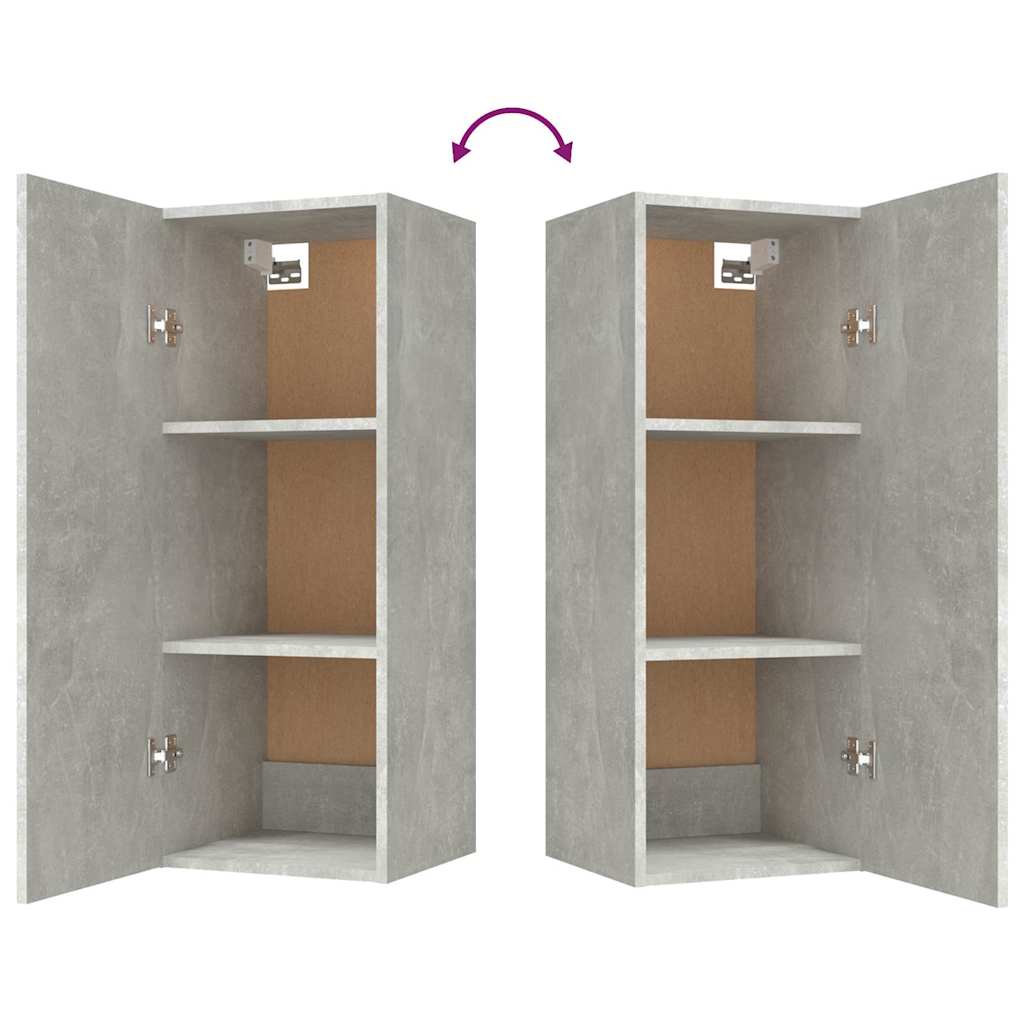 Armadietto a Muro Grigio Cemento 34,5x34x90cm Legno Multistrato