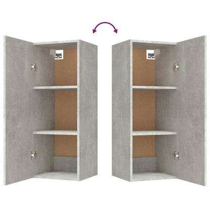 Armadietto a Muro Grigio Cemento 34,5x34x90cm Legno Multistrato