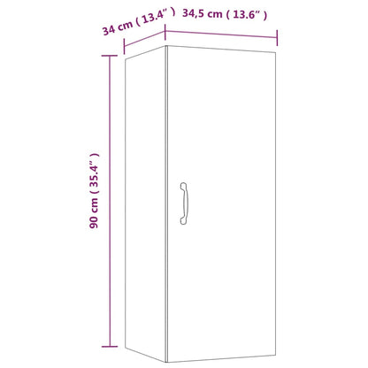 Armadietto a Muro Grigio Cemento 34,5x34x90cm Legno Multistrato | homemem39
