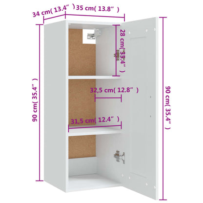 Armadietto a Muro Bianco 35x34x90 cm in Legno Multistrato - homemem39
