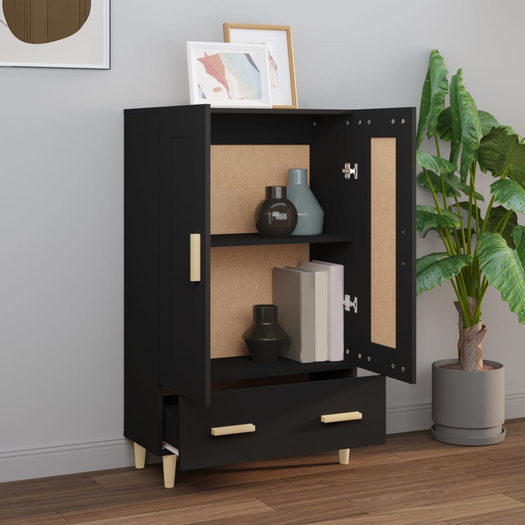 Black Sideboard 70x31x115 cm in Multilayer Wood