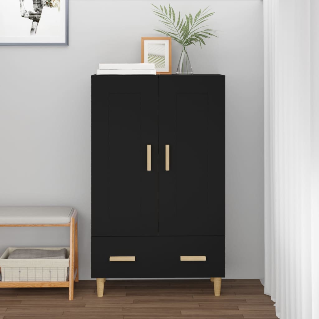 Black Sideboard 70x31x115 cm in Multilayer Wood