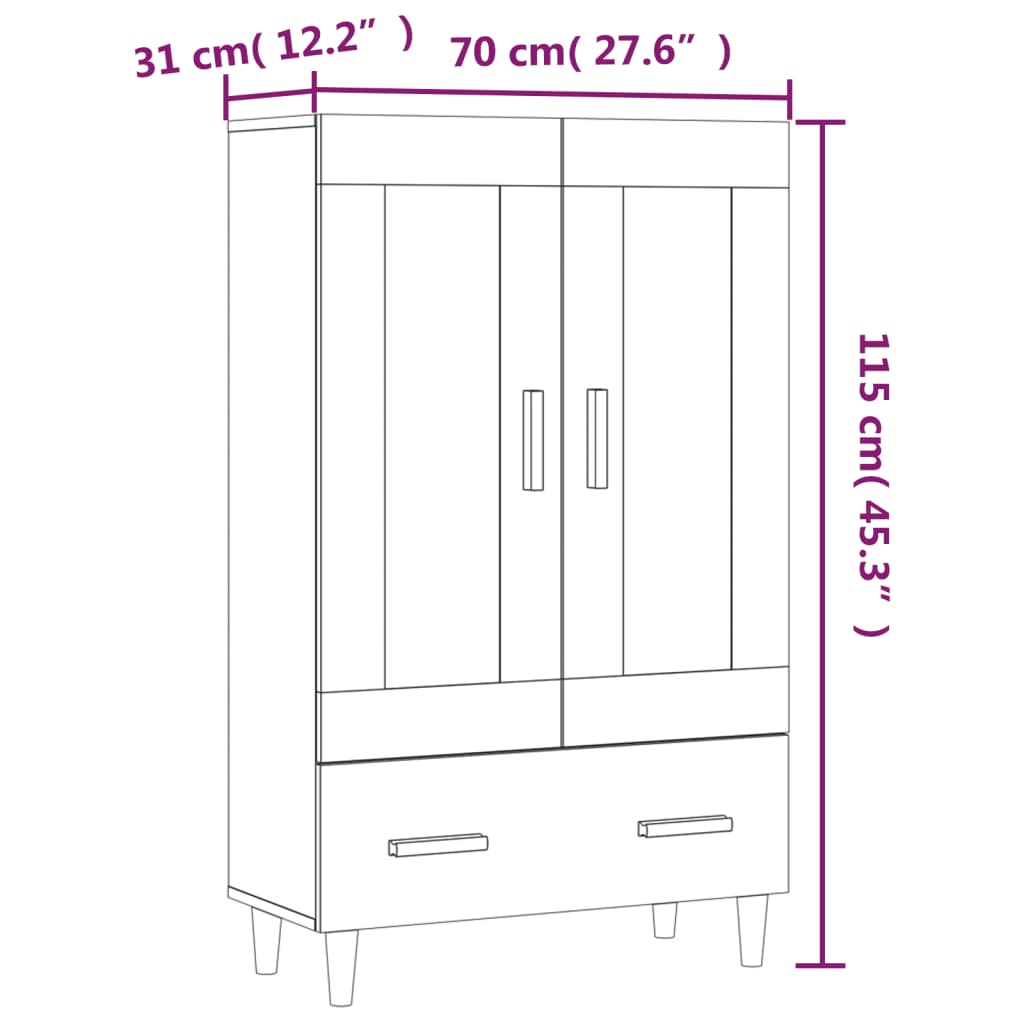 Credenza Rovere Sonoma 70x31x115 cm in Legno Multistrato | homemem39
