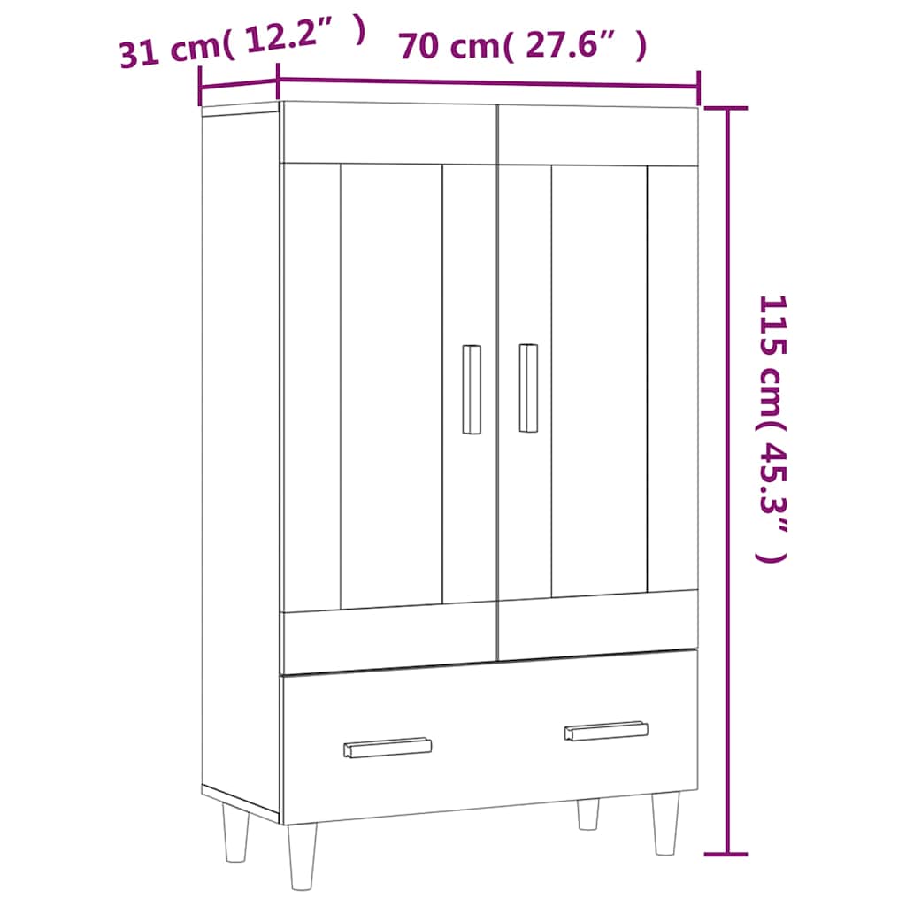Credenza Rovere Sonoma 70x31x115 cm in Legno Multistrato