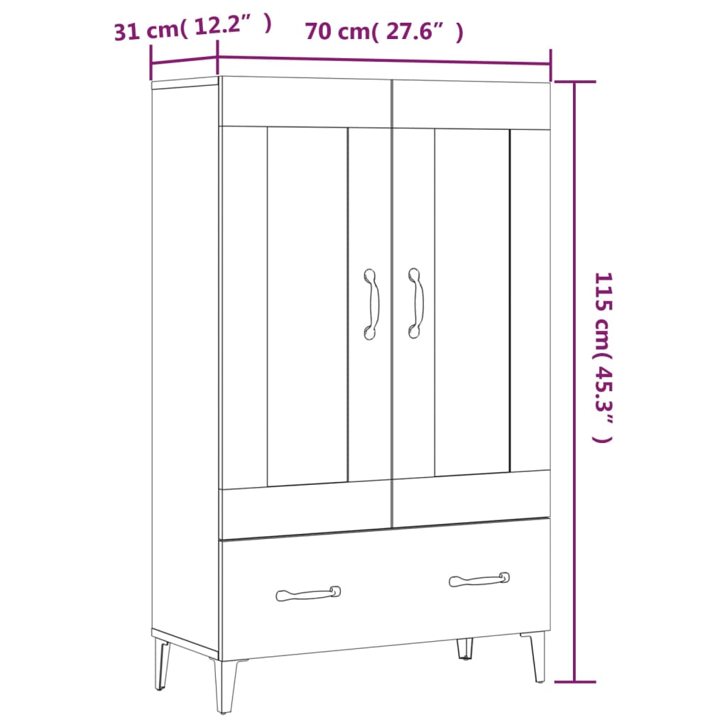 Credenza Bianca 70x31x115 cm in Legno Ingegnerizzato | homemem39