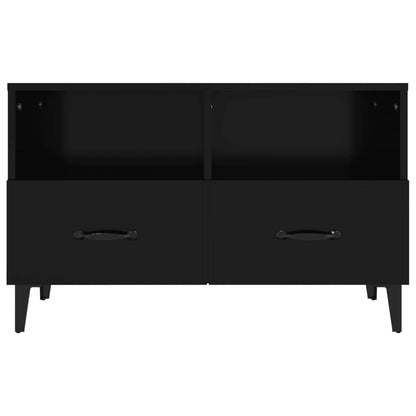 Mobile Porta TV Nero 80x36x50 cm in Legno Multistrato - homemem39