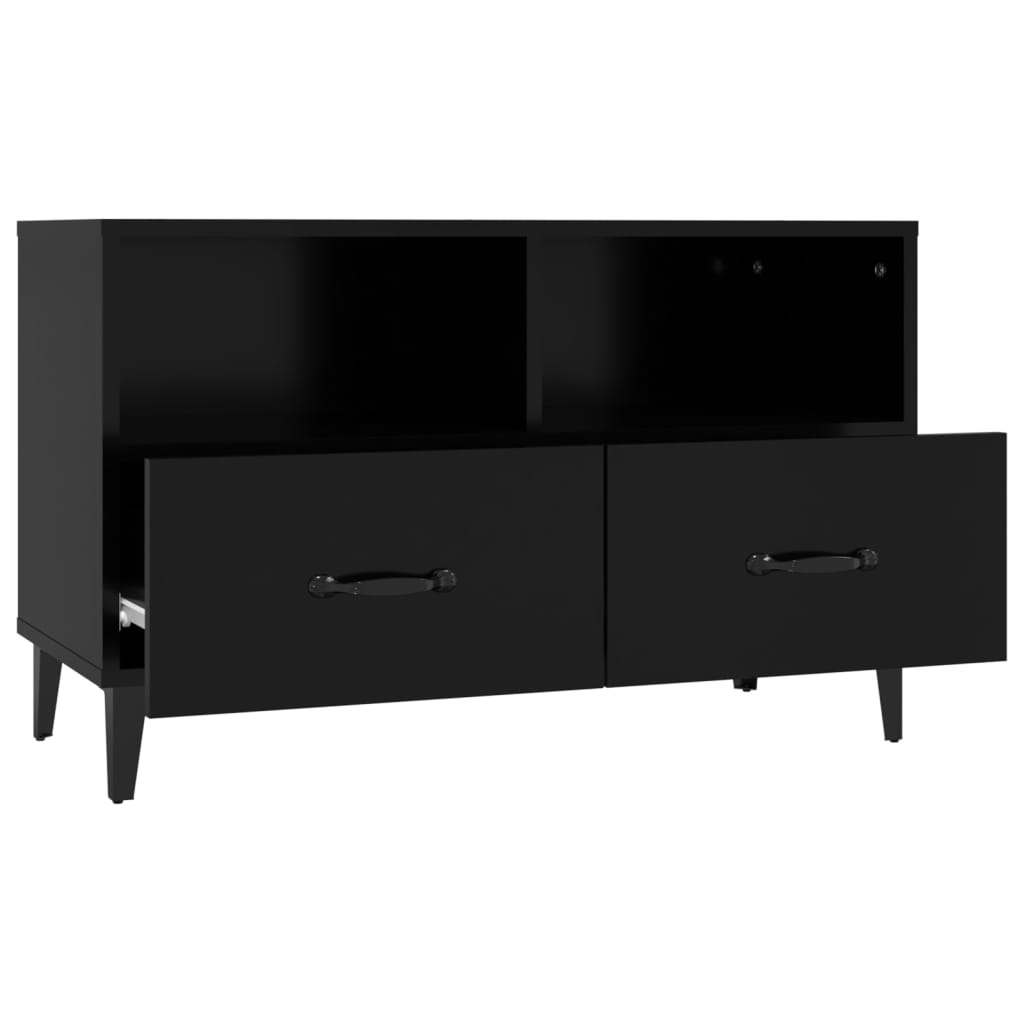 Mobile Porta TV Nero 80x36x50 cm in Legno Multistrato - homemem39