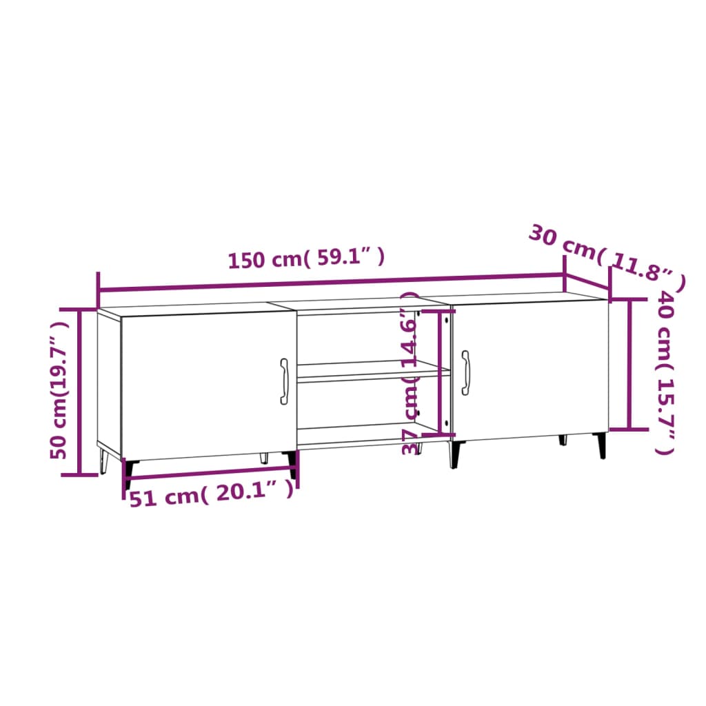 Mobile Porta TV Bianco 150x30x50 cm in Legno Multistrato - homemem39