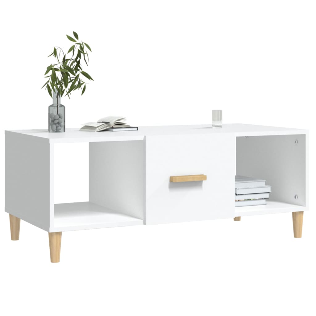 Tavolino da Salotto Bianco 102x50x40 cm in Legno Multistrato | homemem39