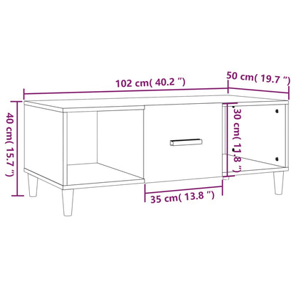 Tavolino da Salotto Bianco 102x50x40 cm in Legno Multistrato | homemem39