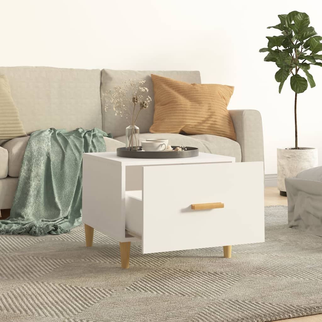 Tavolini da Salotto 2 pz Bianchi 50x50x40 cm Legno Multistrato | homemem39
