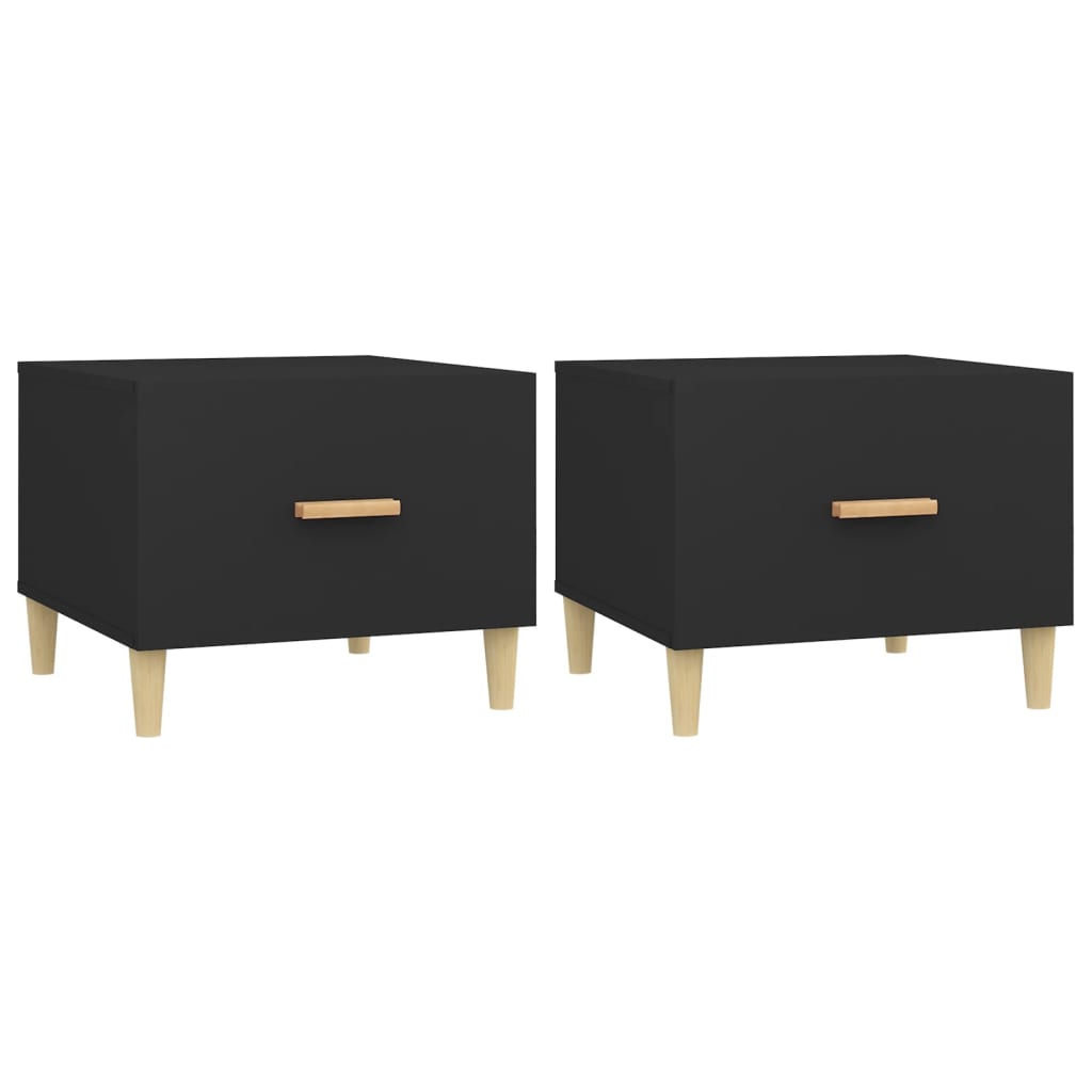 Tavolini da Salotto 2 pz Neri 50x50x40 cm in Legno Multistrato | homemem39