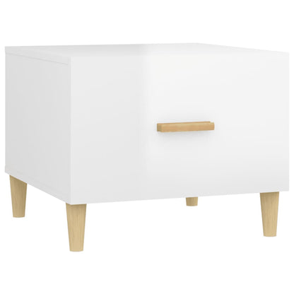 Tavolino da Salotto Bianco Lucido 50x50x40 cm Legno Multistrato | homemem39