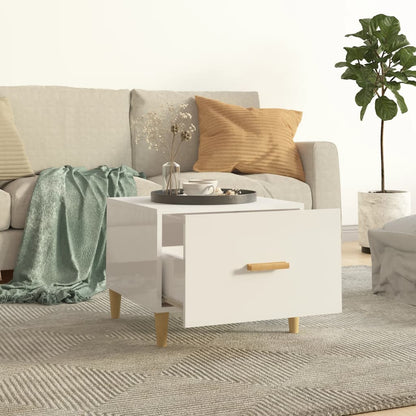 Tavolino da Salotto Bianco Lucido 50x50x40 cm Legno Multistrato | homemem39