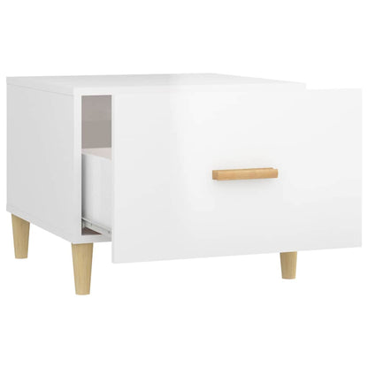 Tavolino da Salotto Bianco Lucido 50x50x40 cm Legno Multistrato