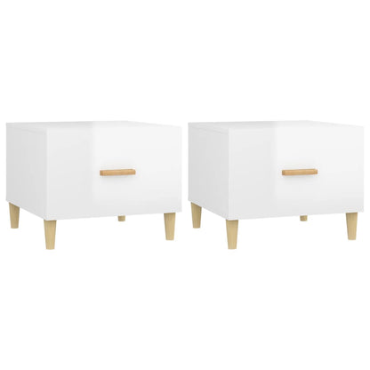 Tavolini Salotto 2pz Bianco Lucido 50x50x40cm Legno Multistrato | homemem39