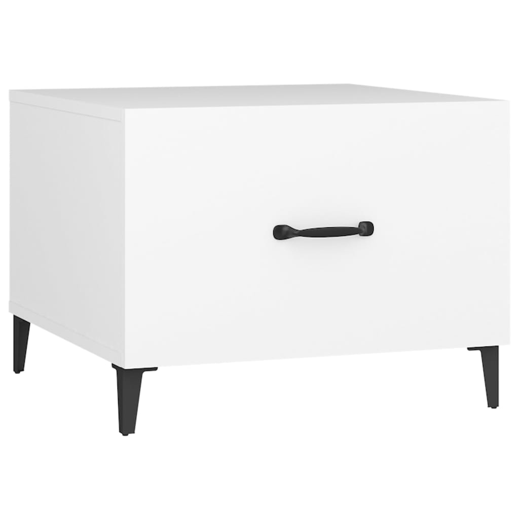 Tavolino da Salotto con Gambe in Metallo Bianco 50x50x40 cm | homemem39