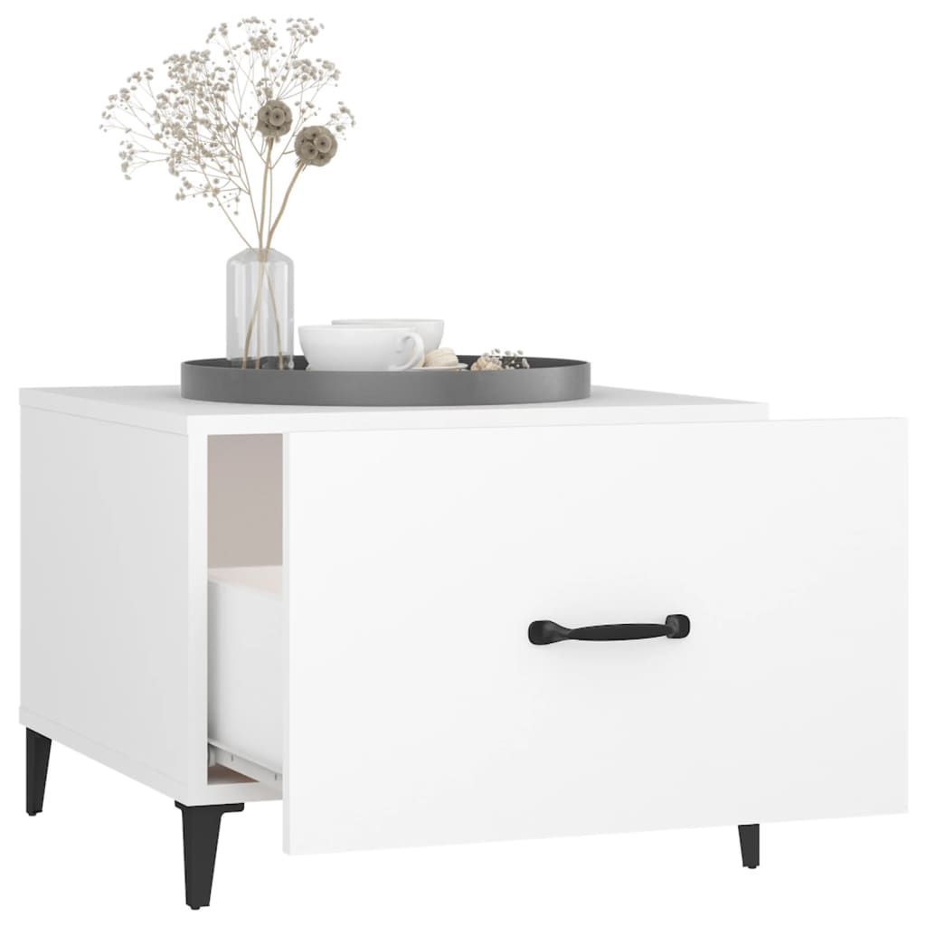 Tavolino da Salotto con Gambe in Metallo Bianco 50x50x40 cm | homemem39