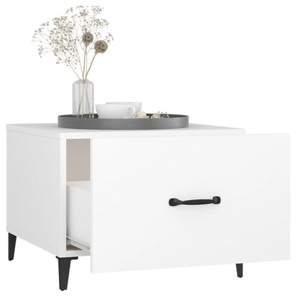 Tavolino da Salotto con Gambe in Metallo Bianco 50x50x40 cm | homemem39