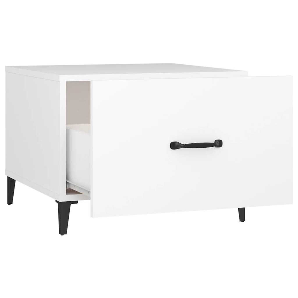 Tavolino da Salotto con Gambe in Metallo Bianco 50x50x40 cm | homemem39