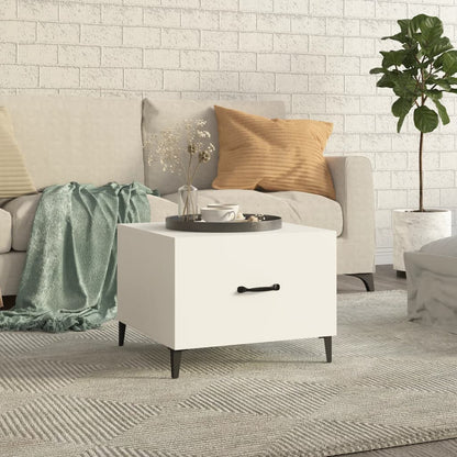Tavolino da Salotto con Gambe in Metallo Bianco 50x50x40 cm | homemem39