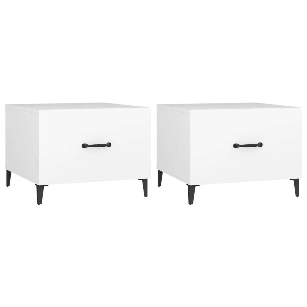 Tavolini da Salotto Gambe in Metallo 2 pz Bianchi 50x50x40 cm | homemem39