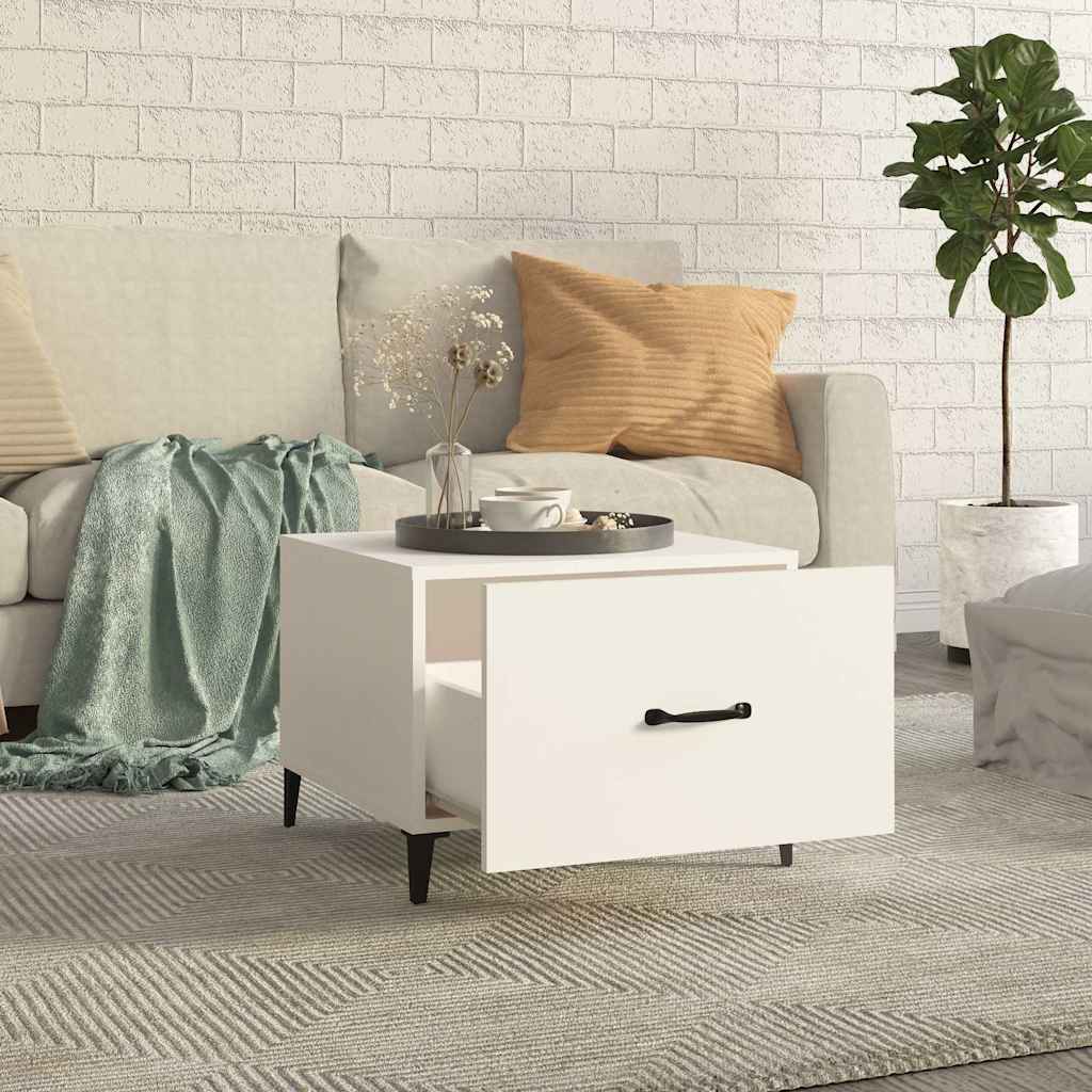 Tavolini da Salotto Gambe in Metallo 2 pz Bianchi 50x50x40 cm