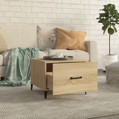 Tavolino da Salotto Gambe in Metallo Rovere Sonoma 50x50x40 cm | homemem39
